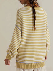 Slit Striped Oversized Sweater OutfitFlow