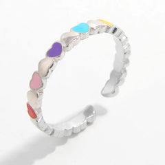 925 Sterling Silver Drip Oil Heart Ring Silver OutfitFlow