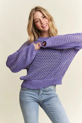ADORA Round Neck Lurex Crochet Top OutfitFlow