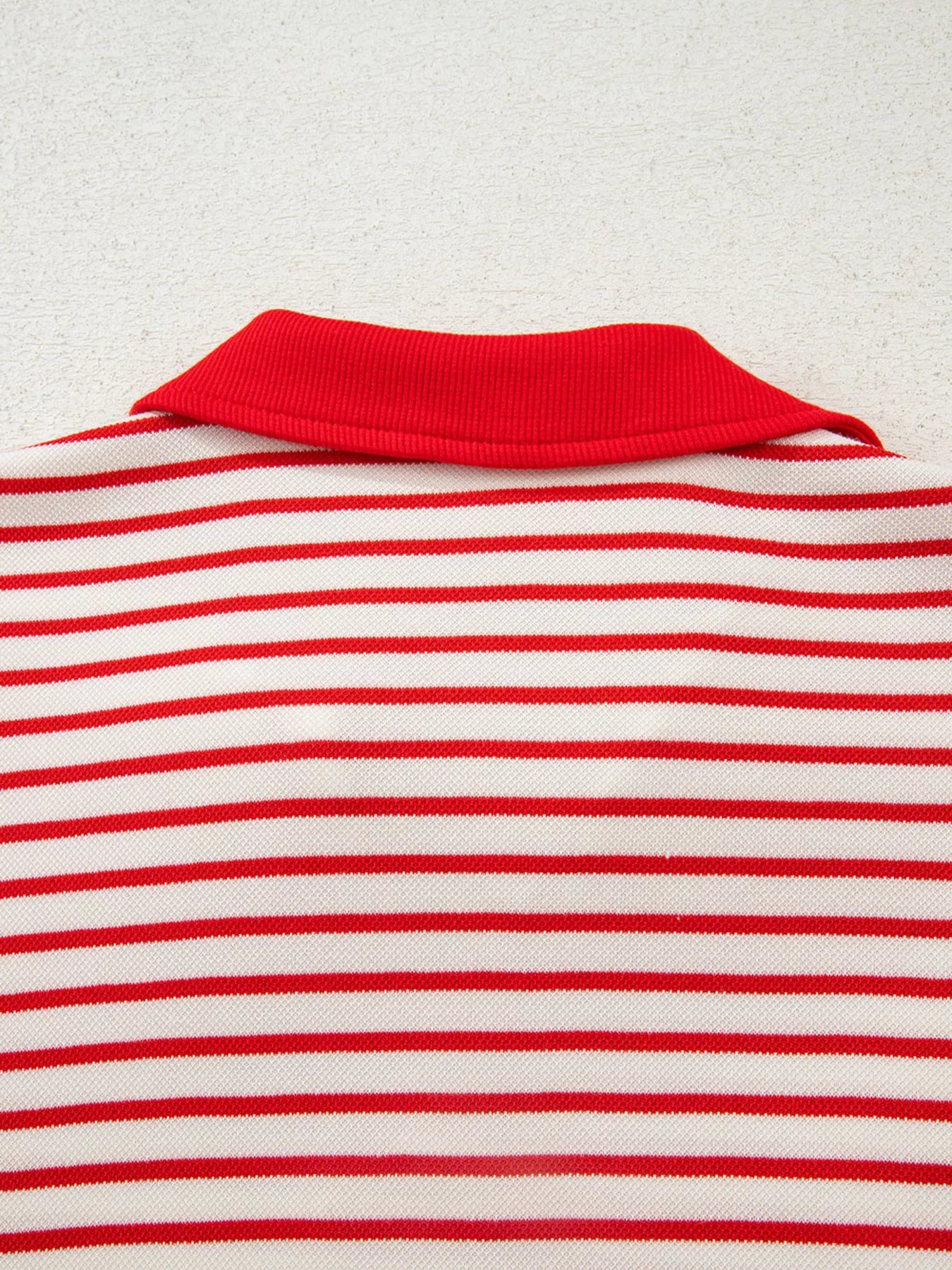 Stripe Collared V Neck Drop Shoulder Pullover and Skort 2pcs Outfit Trendsi