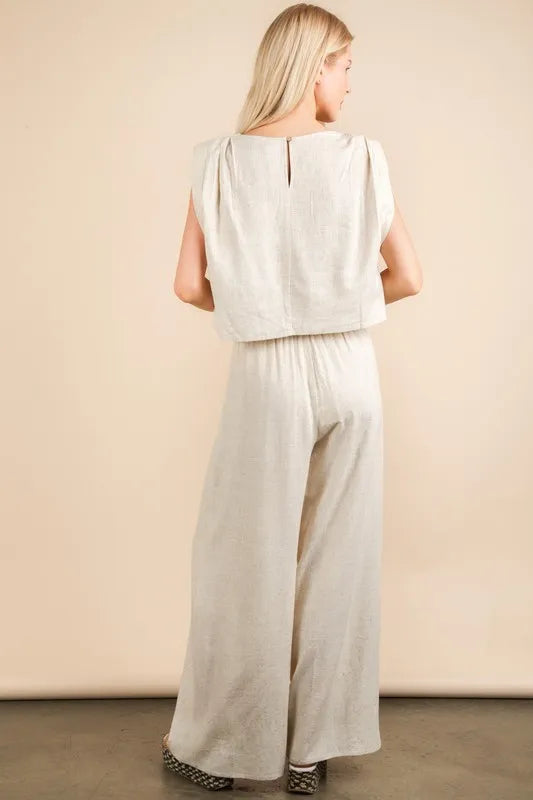 VERY J Solid Woven Top & Pants Set OutfitFlow