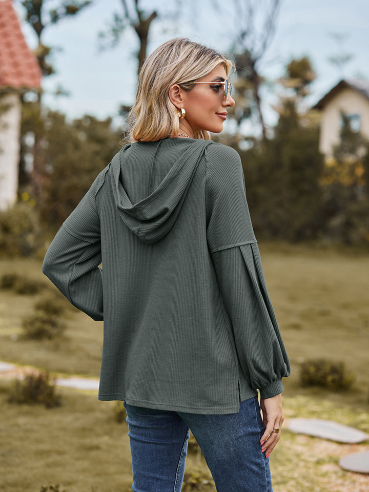 Outfit Flow - Dropped Shoulder Button-Down Hoodie