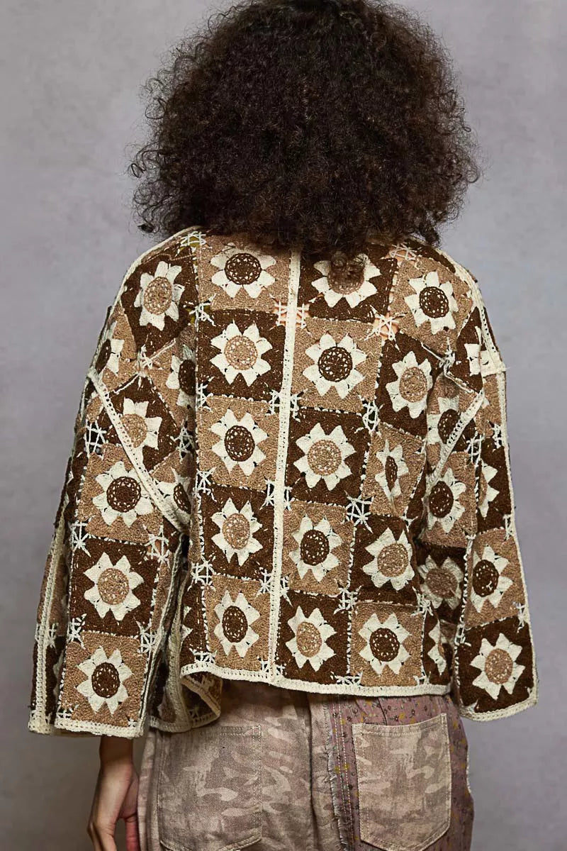 POL Open Front Cardigan with Varied Patterns Trendsi