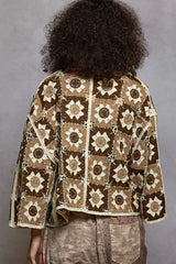 POL Open Front Cardigan with Varied Patterns Trendsi