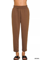 Zenana Scuba Capri Sweatpants with Pocket BROWN OutfitFlow