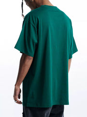 Men's Round Neck Oversized Cotton T-Shirt Green OutfitFlow