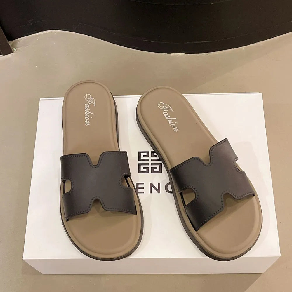 Open Toe Flats Sandals Black OutfitFlow