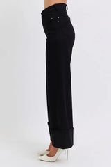 Judy Blue Full Size High Waist Reto Wide Leg W/ Cuff Plus Size OutfitFlow