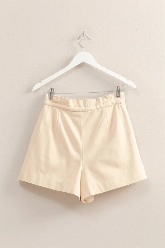 HYFVE High-Waisted Washed Twill Paperbag Shorts OutfitFlow
