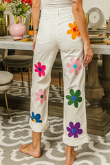 BiBi Flower Print Straight Legs Pants OutfitFlow