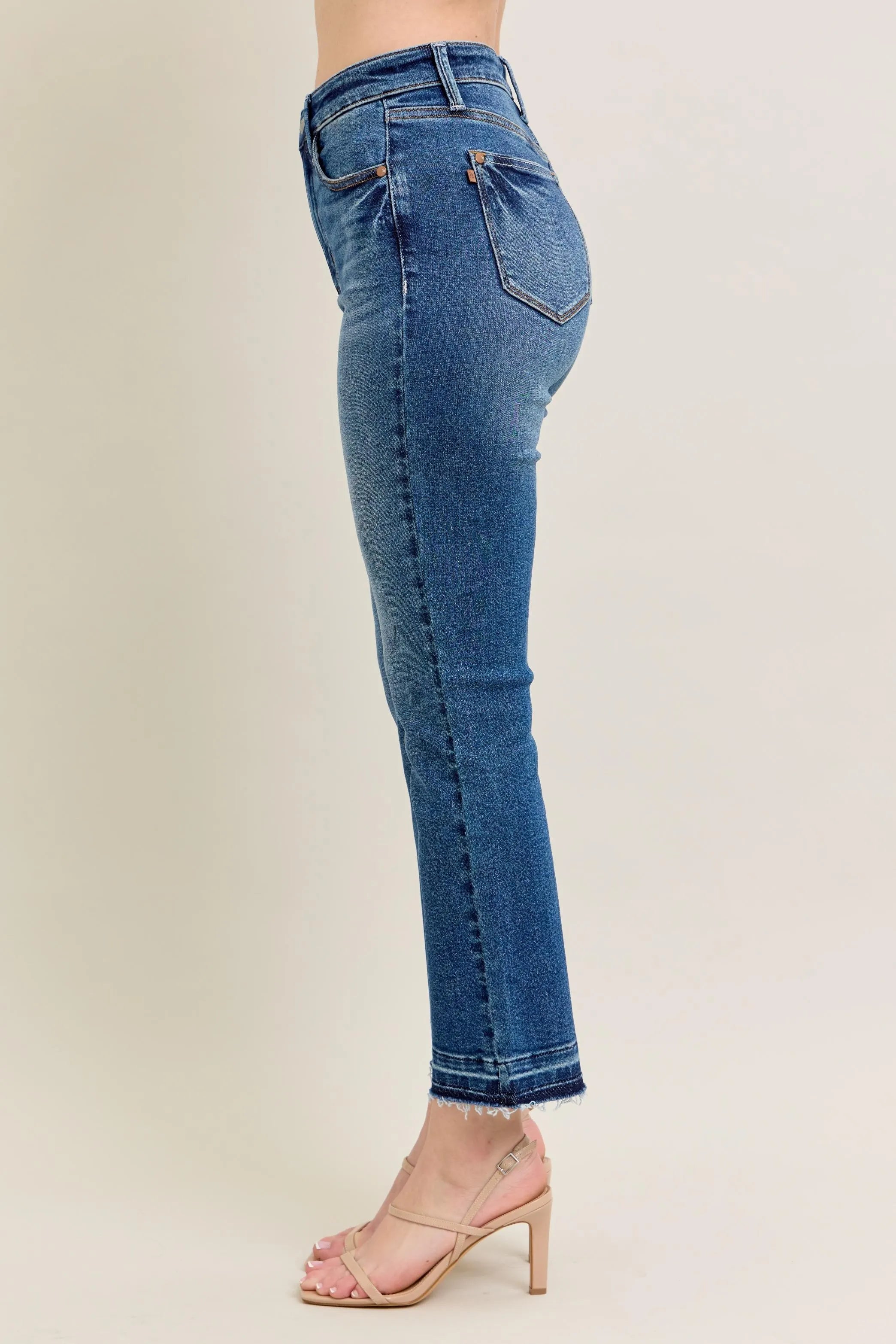 Judy Blue Full Size Hw Vintage Wash Release Hem Kick Flare Jeans Plus Size OutfitFlow