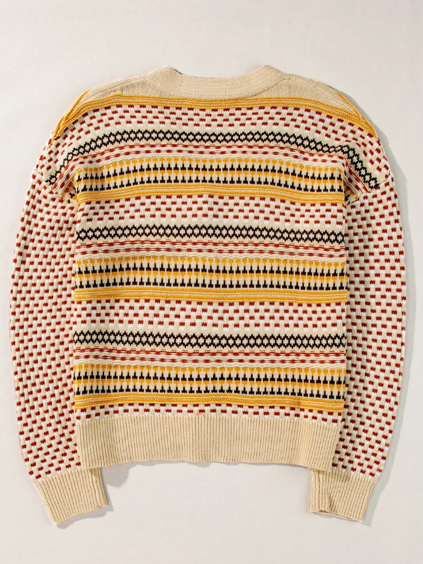 Vintage Patterned Button-Down Cardigan Trendsi