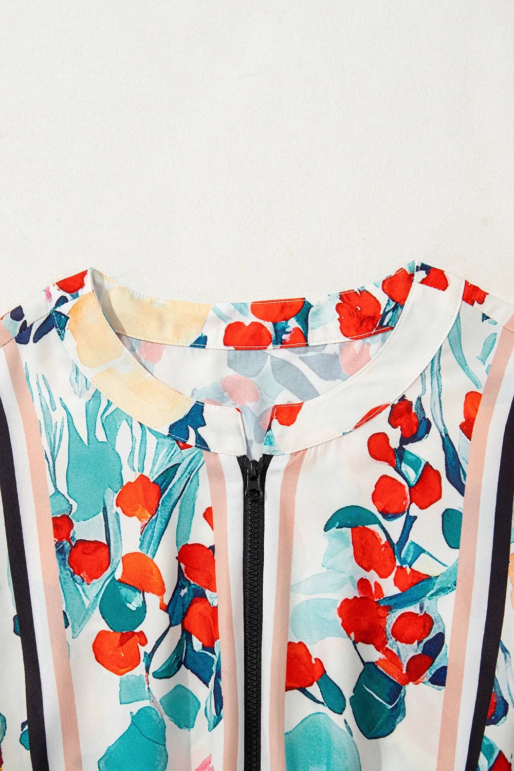 Floral Print Zipper Ruffled Short Sleeve High Waist Mini Dress OutfitFlow