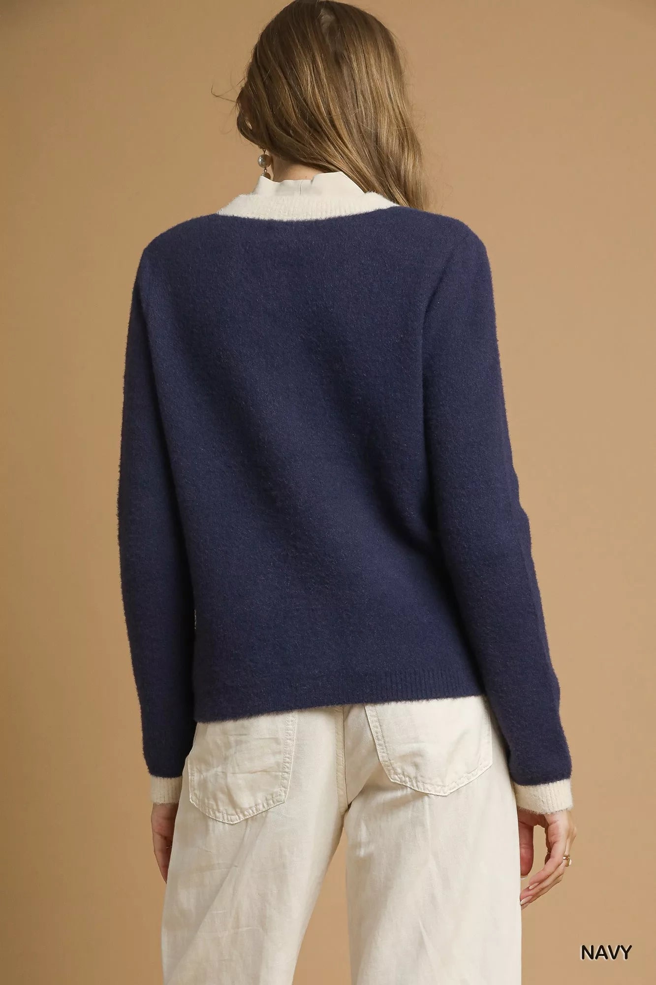 Umgee Two-Tone Button Front Cardigan OutfitFlow