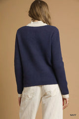 Umgee Two-Tone Button Front Cardigan OutfitFlow