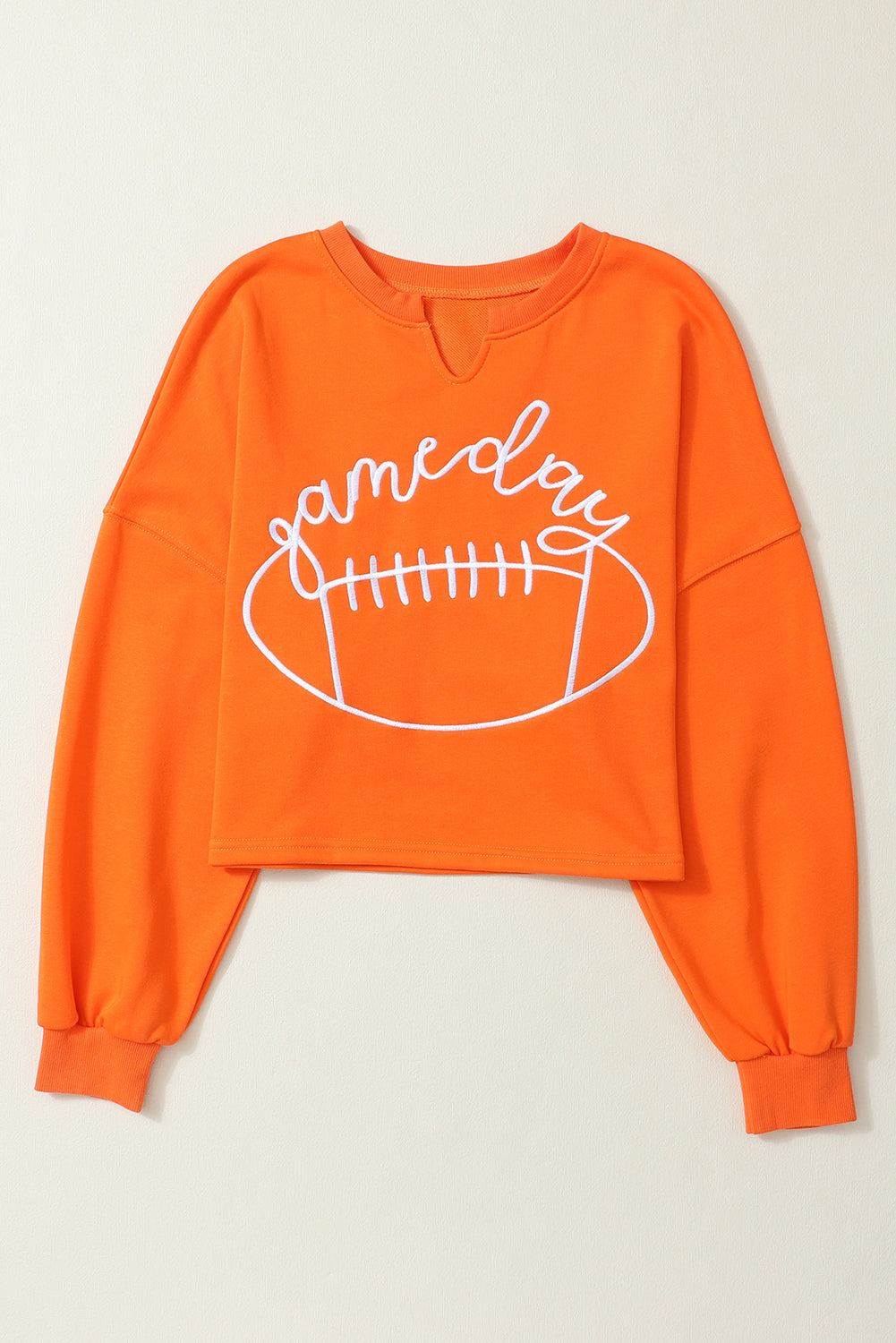 Outfit Flow - GAME DAY Football Notched Long Sleeve Sweatshirt