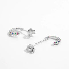 925 Sterling Silver Contrast Zircon Earrings OutfitFlow