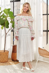 ADORA Ruffled Off Shoulder Floral Blouse OutfitFlow