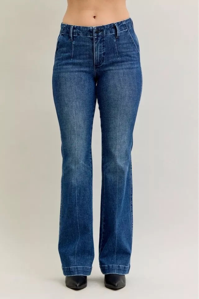 Judy Blue Full Size Mid Rise Bootcut Jeans with Welt Pockets Plus Size OutfitFlow
