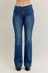 Judy Blue Full Size Mid Rise Bootcut Jeans with Welt Pockets Plus Size OutfitFlow
