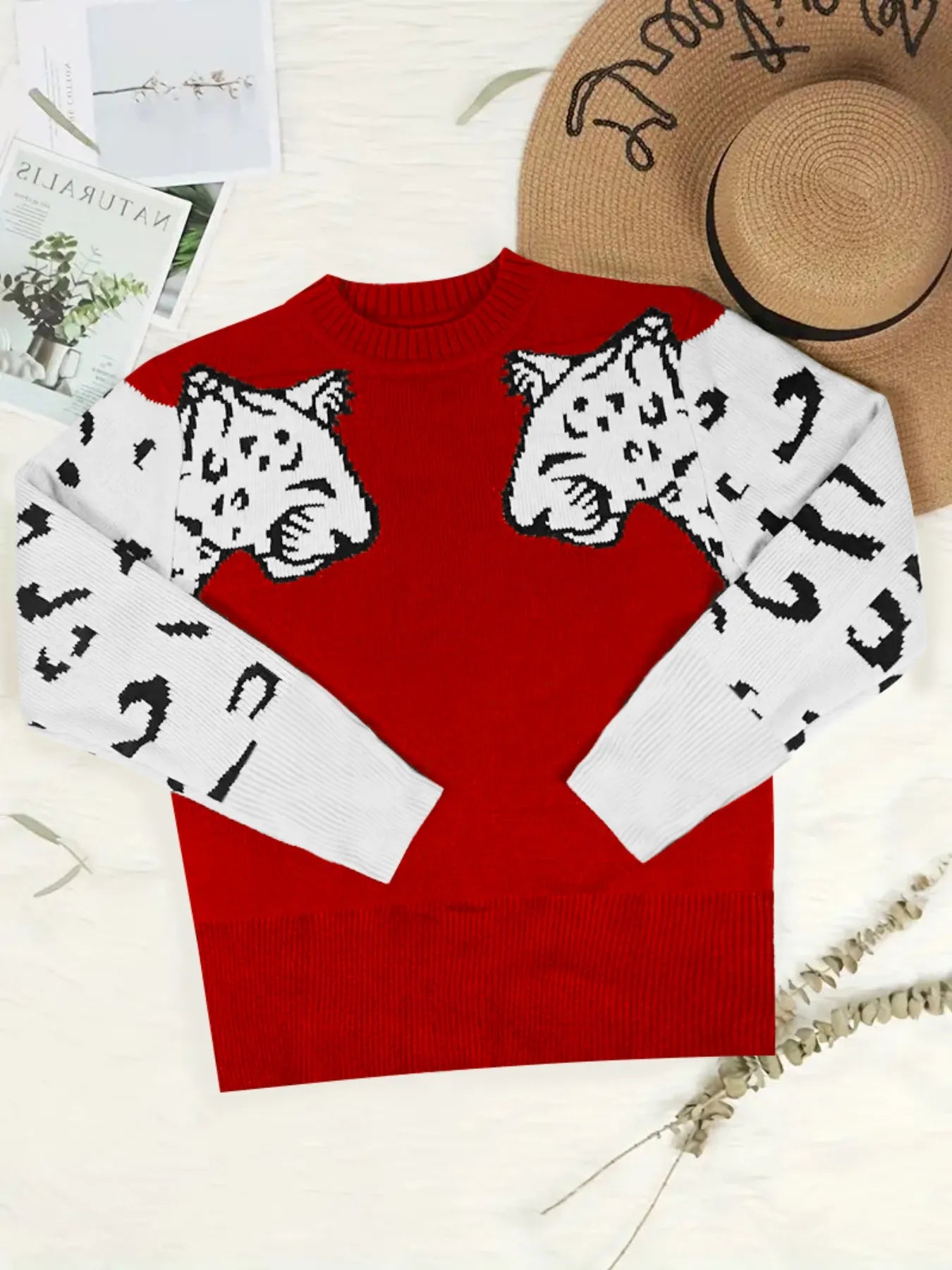 Leopard Round Neck Sweater OutfitFlow