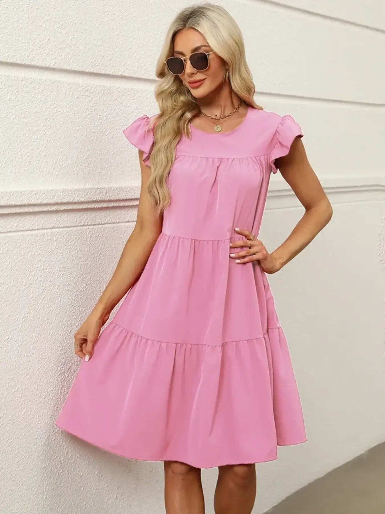 Tiered Ruffle Sleeve Mini Dress OutfitFlow