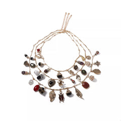 3-Piece 18K Gold-Plated Resin Gemstone Necklace OutfitFlow