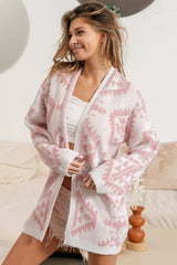 BiBi Aztec Pattern Open Front Cardigan OutfitFlow