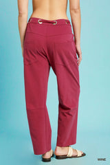 Umgee Drawstring Wide Leg Casual Pants OutfitFlow