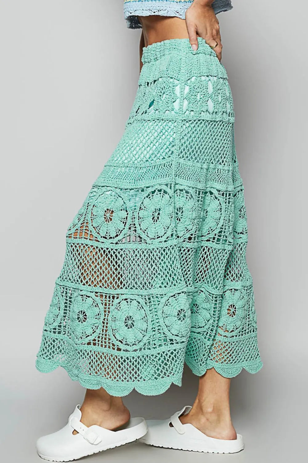 POL Lace Tiered Midi Skirt OutfitFlow