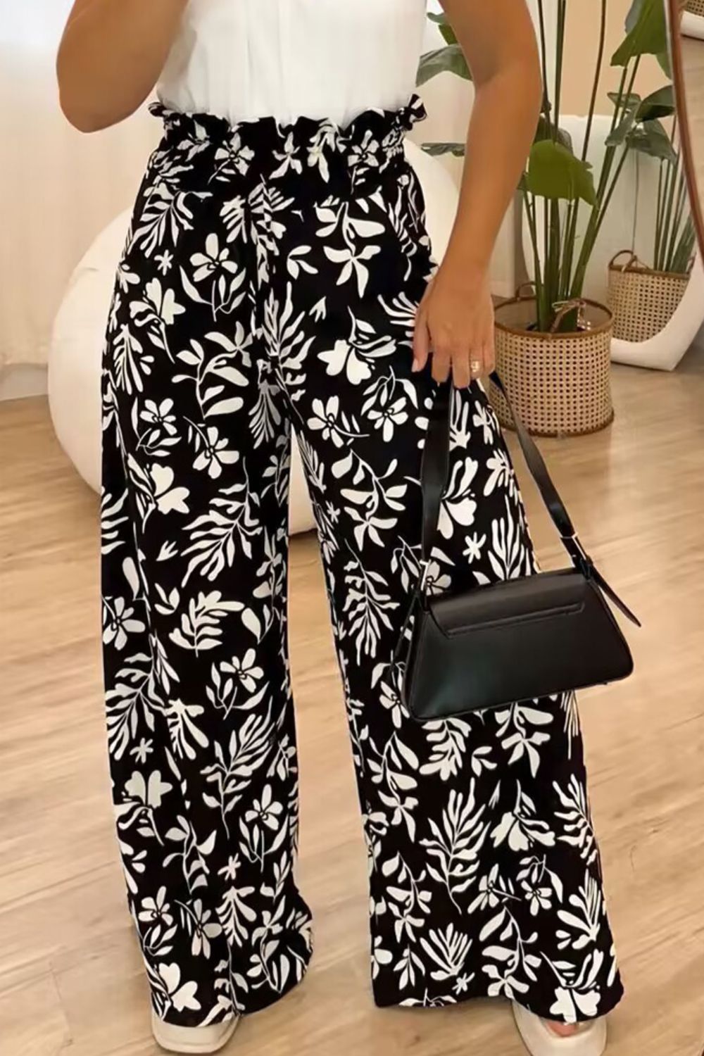 Outfit Flow - Full Size Printed High Waist Wide Leg Pants