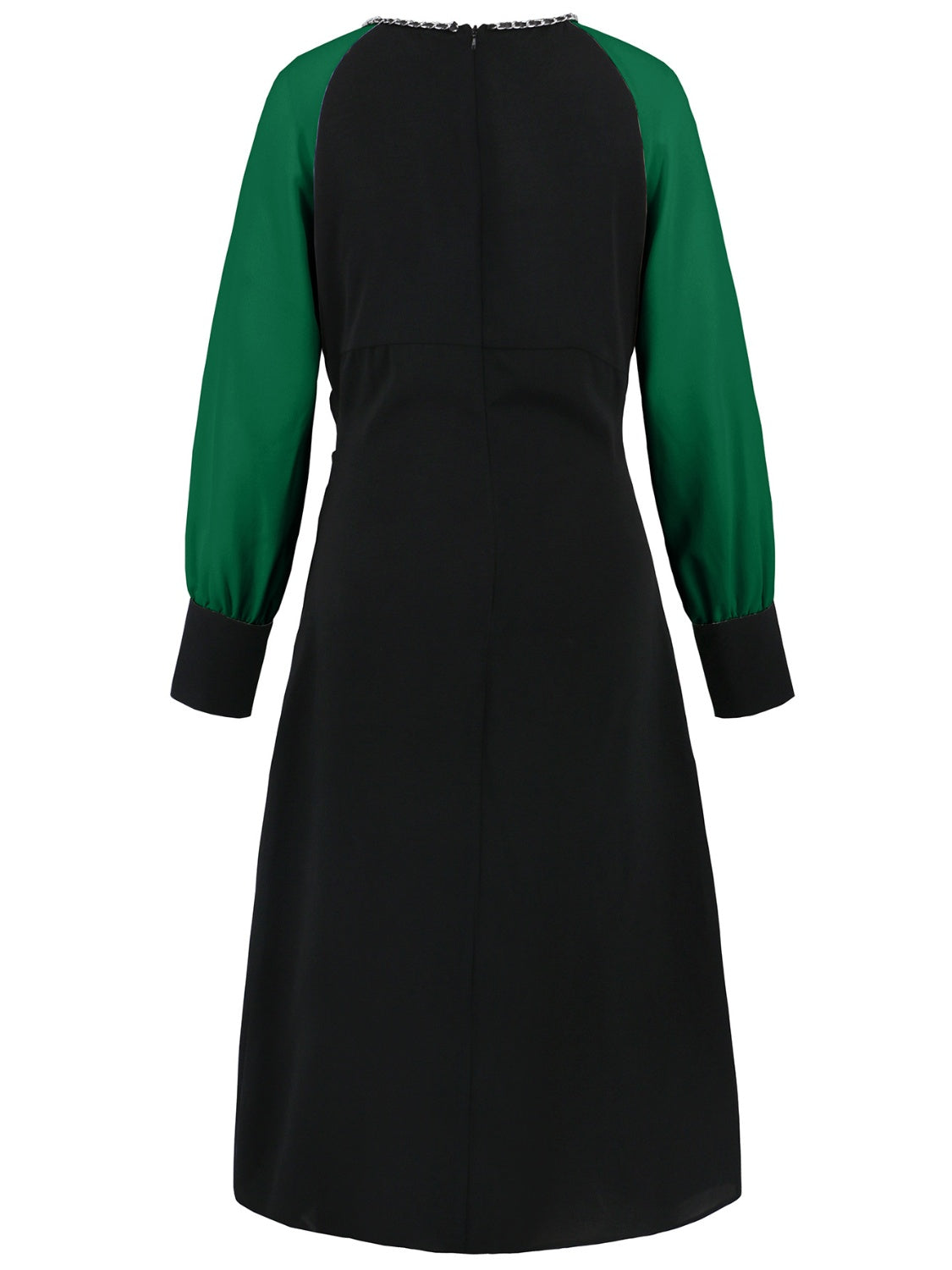 Outfit Flow - Ruched Contrast Long Sleeve Midi Dress