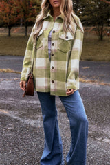 Outfit Flow - Pocketed Plaid Collared Neck Jackets