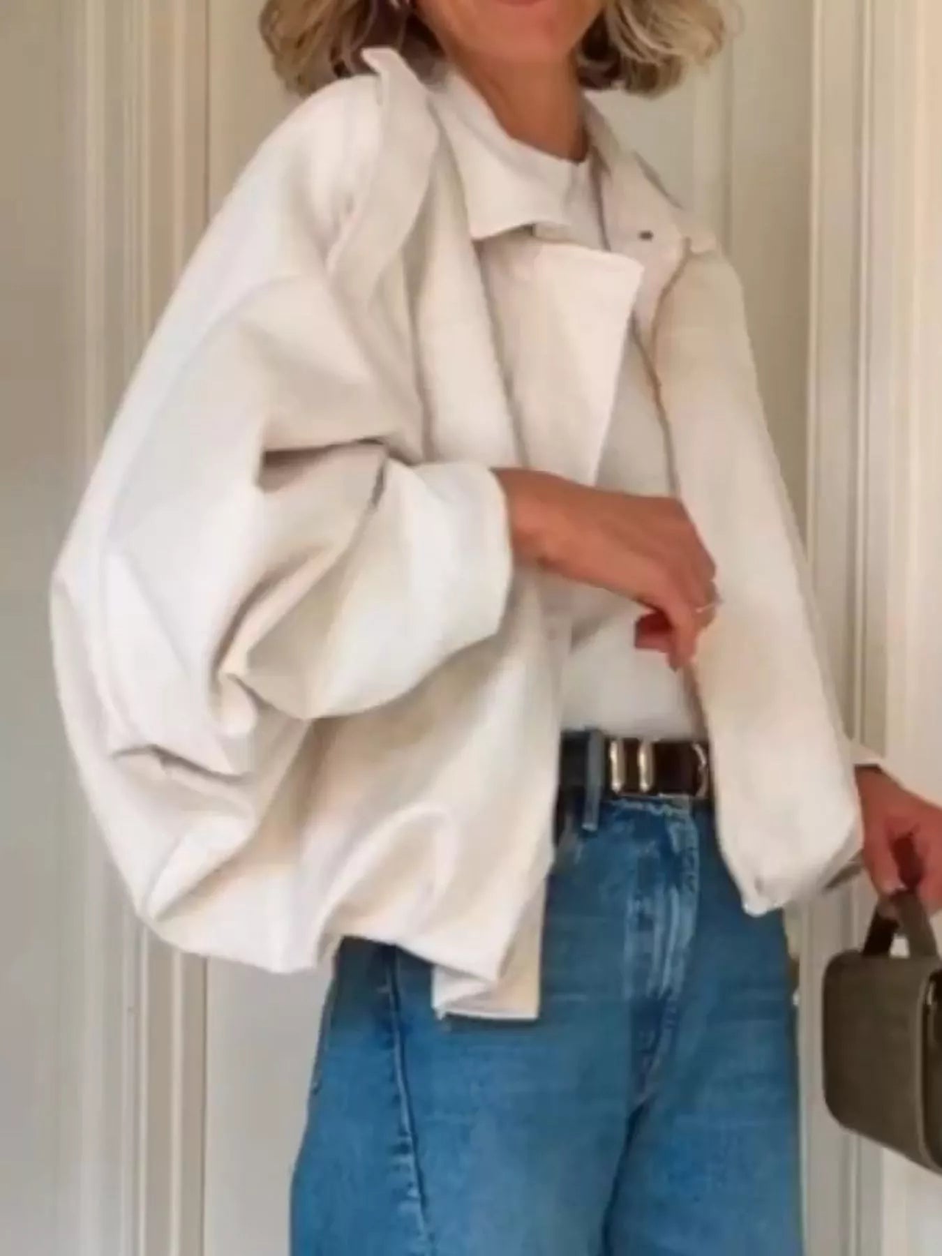 Zip Up Dropped Shoulder Suede Jacket OutfitFlow