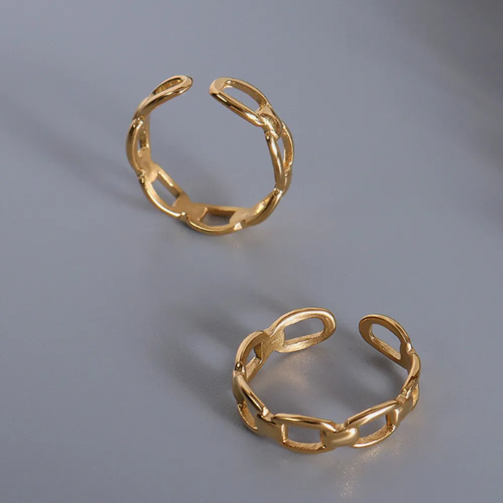 Titanium Steel Gold-Plated Adjustable Ring OutfitFlow