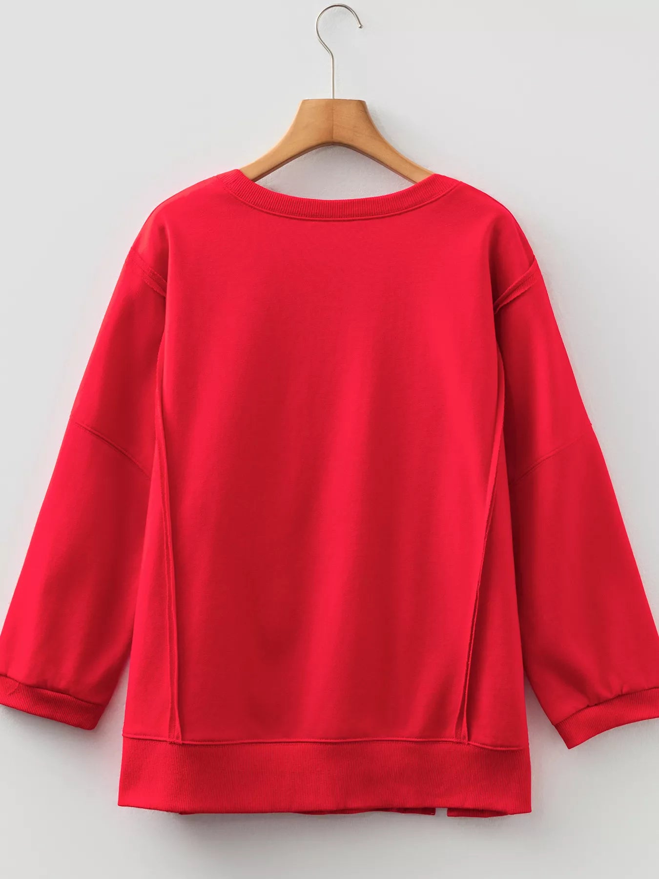 Floral Bow Patched Exposed Seam Patchwork Slit Baggy Sweatshirt OutfitFlow