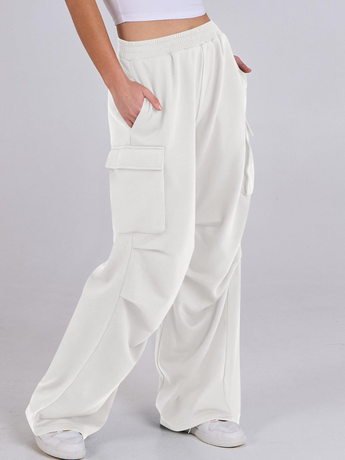 Outfit Flow - Elastic Waist Wide Leg Pants with Pockets