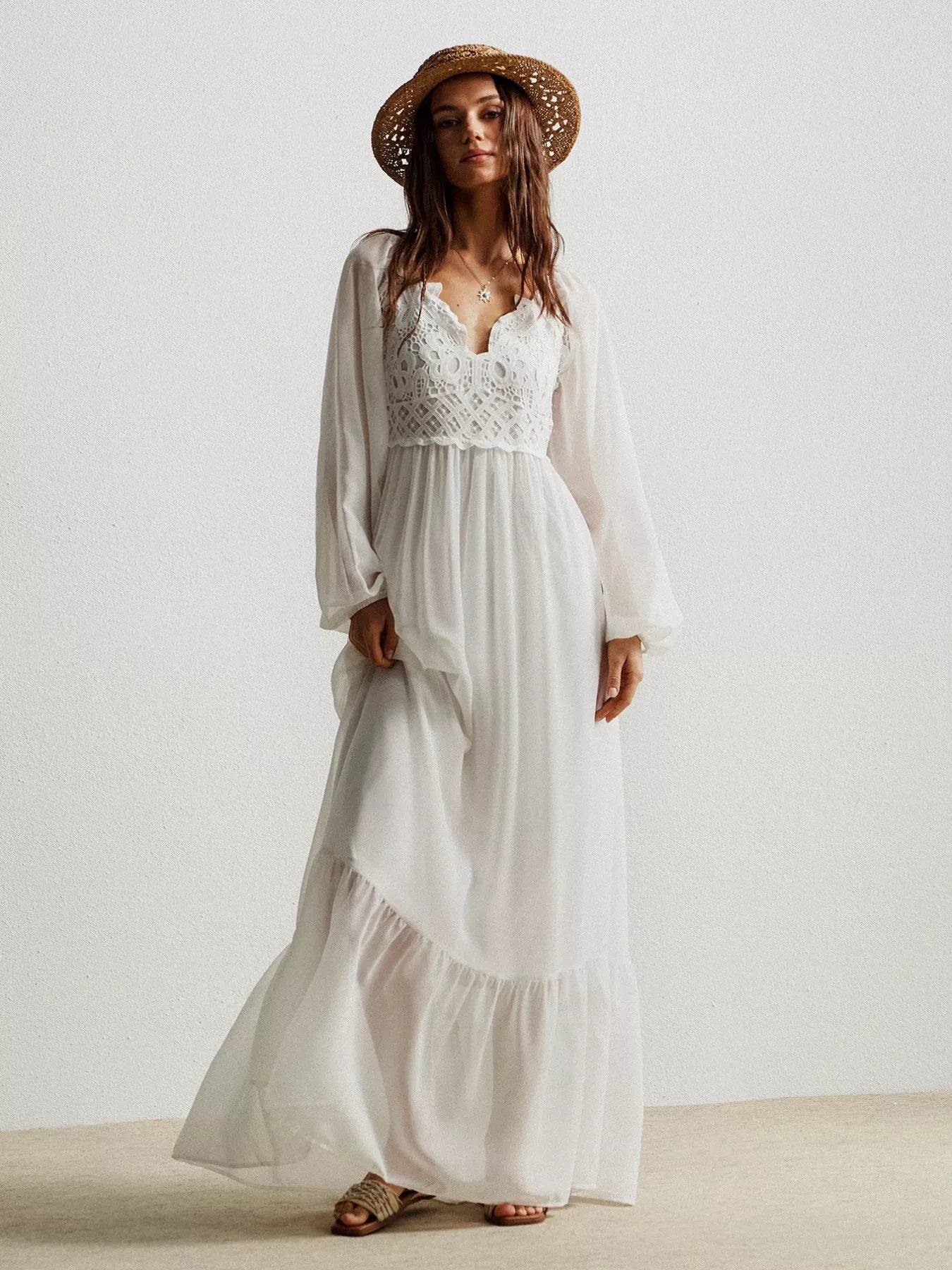 Boho Chic Crochet Lace Maxi Dress OutfitFlow
