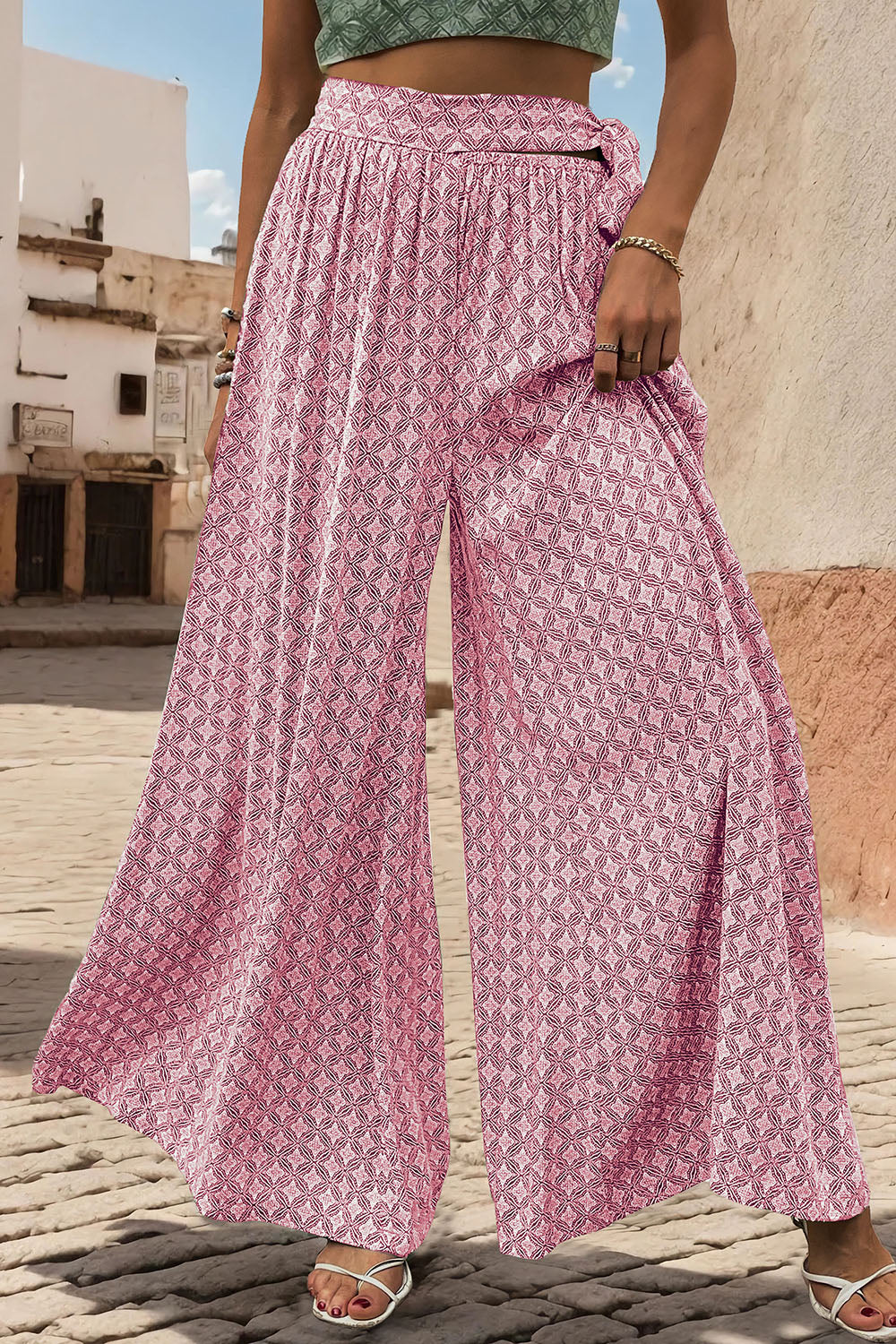 Outfit Flow - Perfee Printed Tied Wide Leg Pants