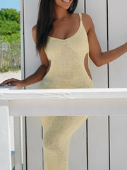 Backless Cutout Scoop Neck Cover-Up Dress OutfitFlow