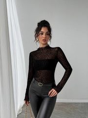 Leopard Print Mesh Long Sleeve T-Shirt OutfitFlow