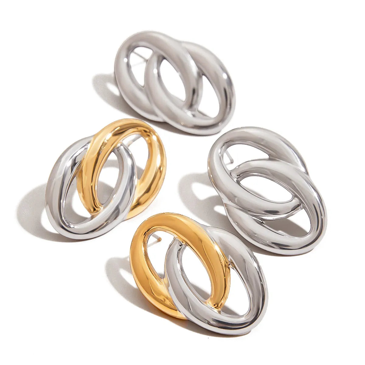 2-Pair Stainless Steel Twisted Earrings OutfitFlow