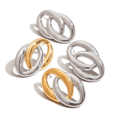 2-Pair Stainless Steel Twisted Earrings OutfitFlow