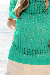 BiBi Crochet Lace Top With Puff Sleeves OutfitFlow