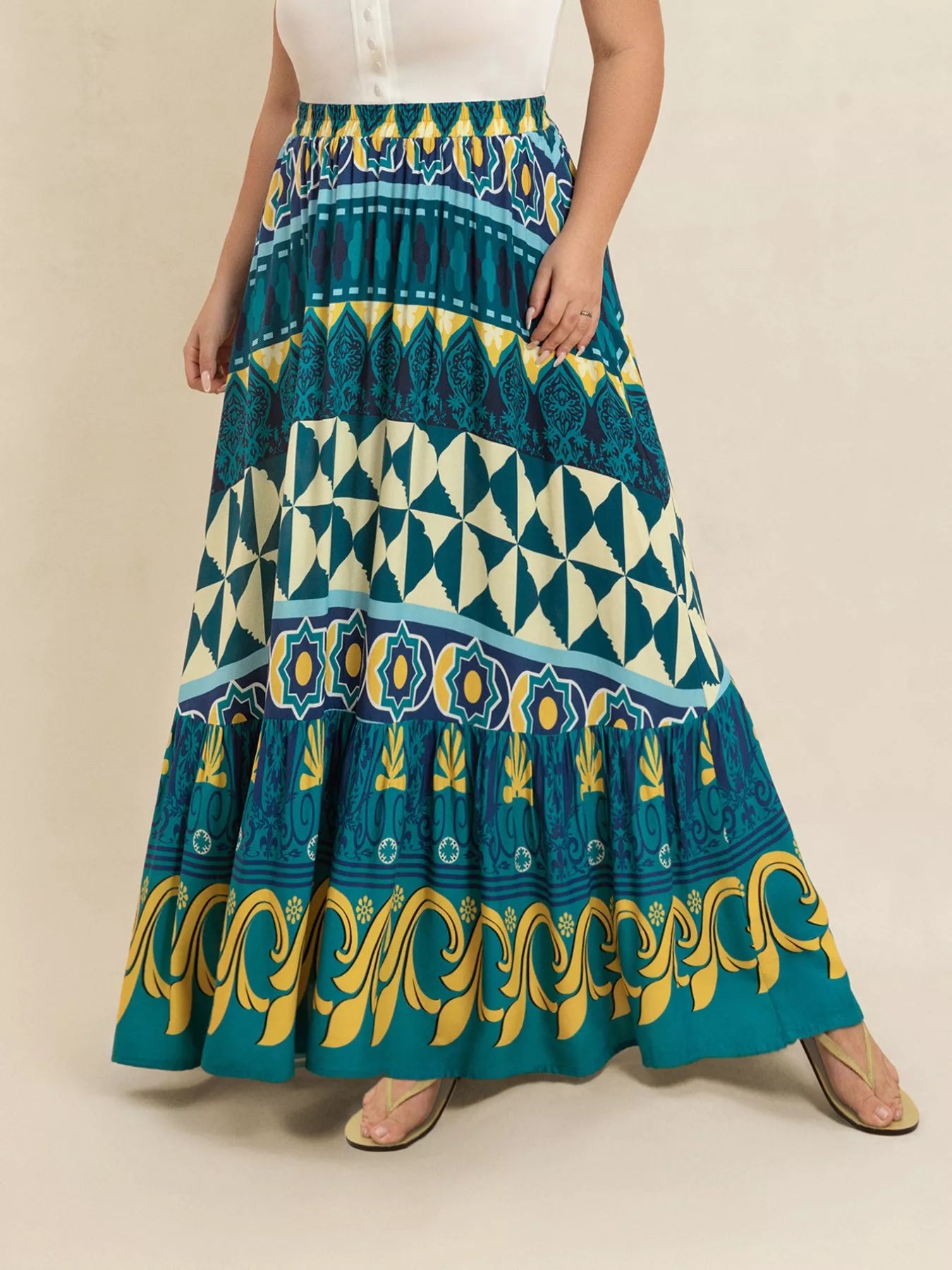 Plus Size Printed Maxi Skirt OutfitFlow