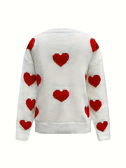 Valentine’s Day Heart Round Neck Long Sleeve Sweater