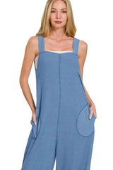 Zenana Knit Waffle Wide Leg Overalls OutfitFlow