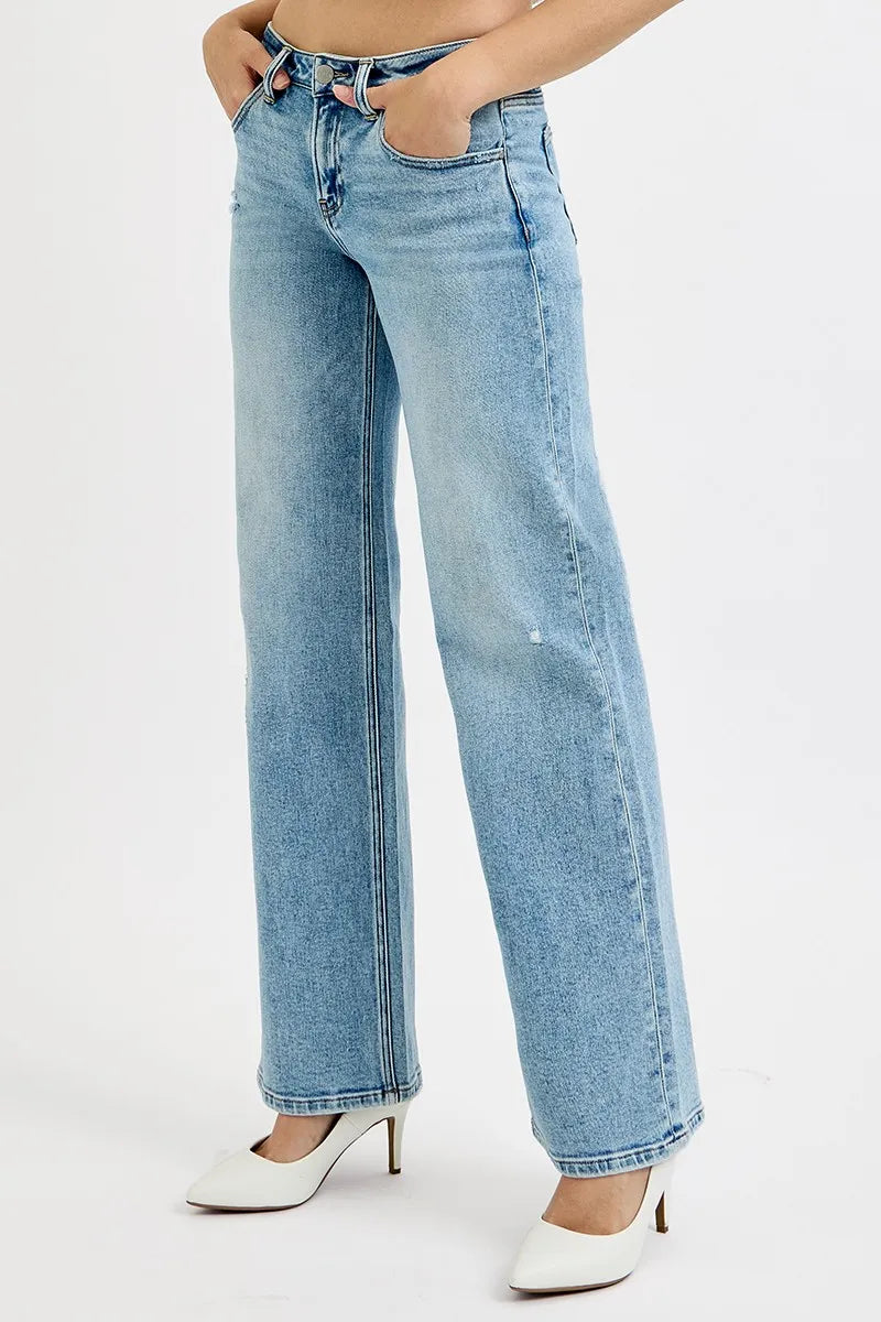 RISEN Full Size Low Rise Ankle Boyfriend Distressed Jeans Plus Size OutfitFlow