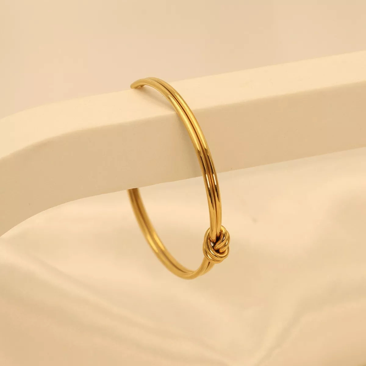 18K Gold-Plated Knot Open Bracelet OutfitFlow