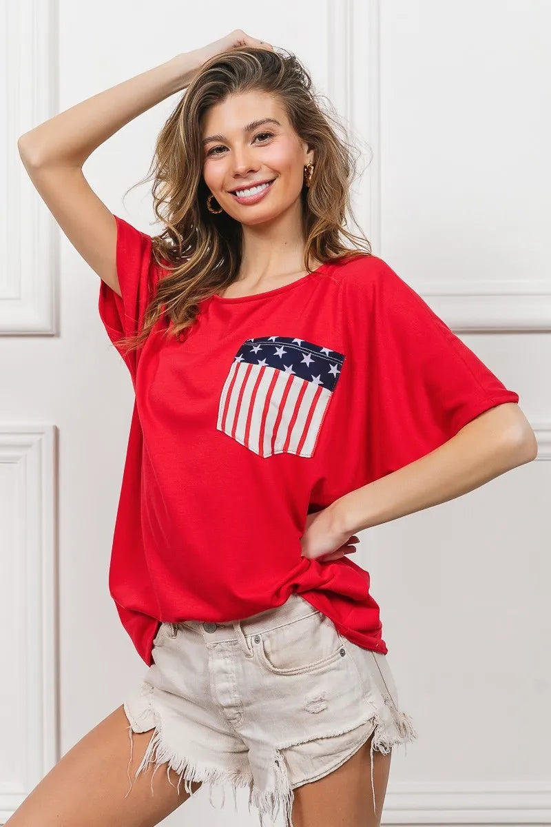 BiBi French Terry With Front Pocket Dolman Sleeves Top OutfitFlow